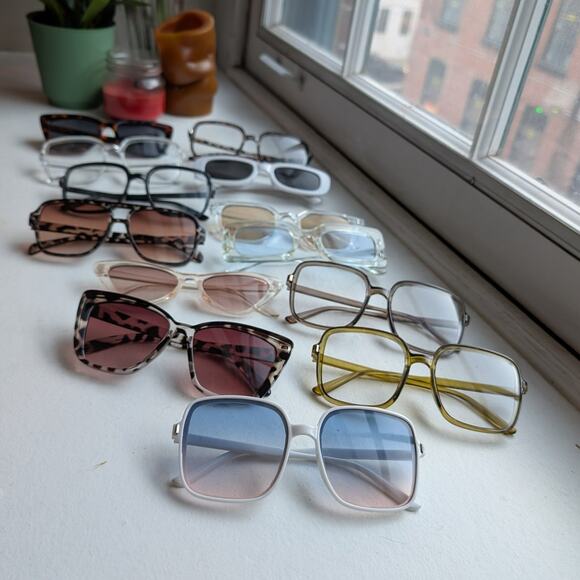 Retro Clear Square Sunglasses 70s Festival Sunnies Clean Minimalist Y2K Shades main image 5